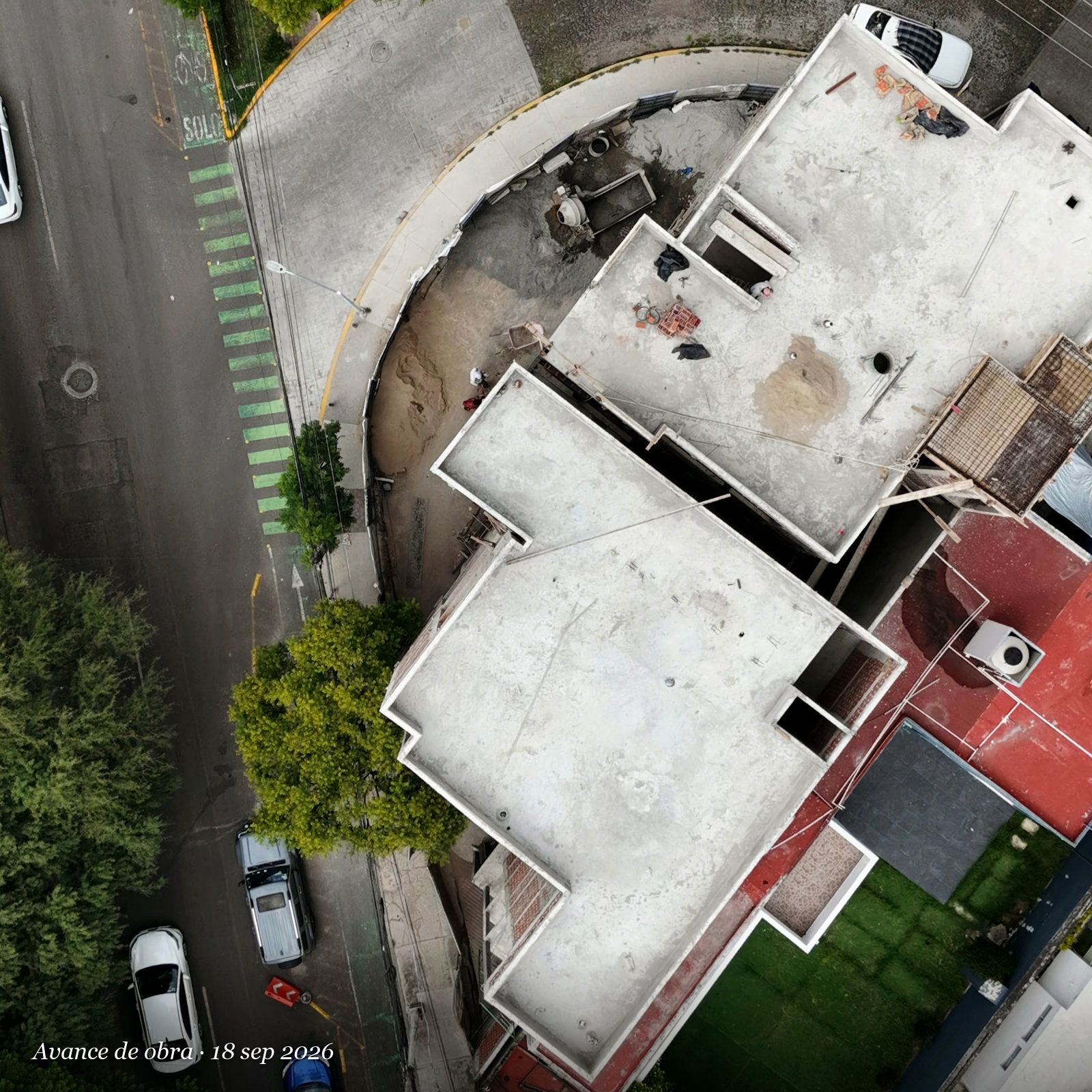 Foto cenital de dron de la obra el 18 de septiembre de 2026