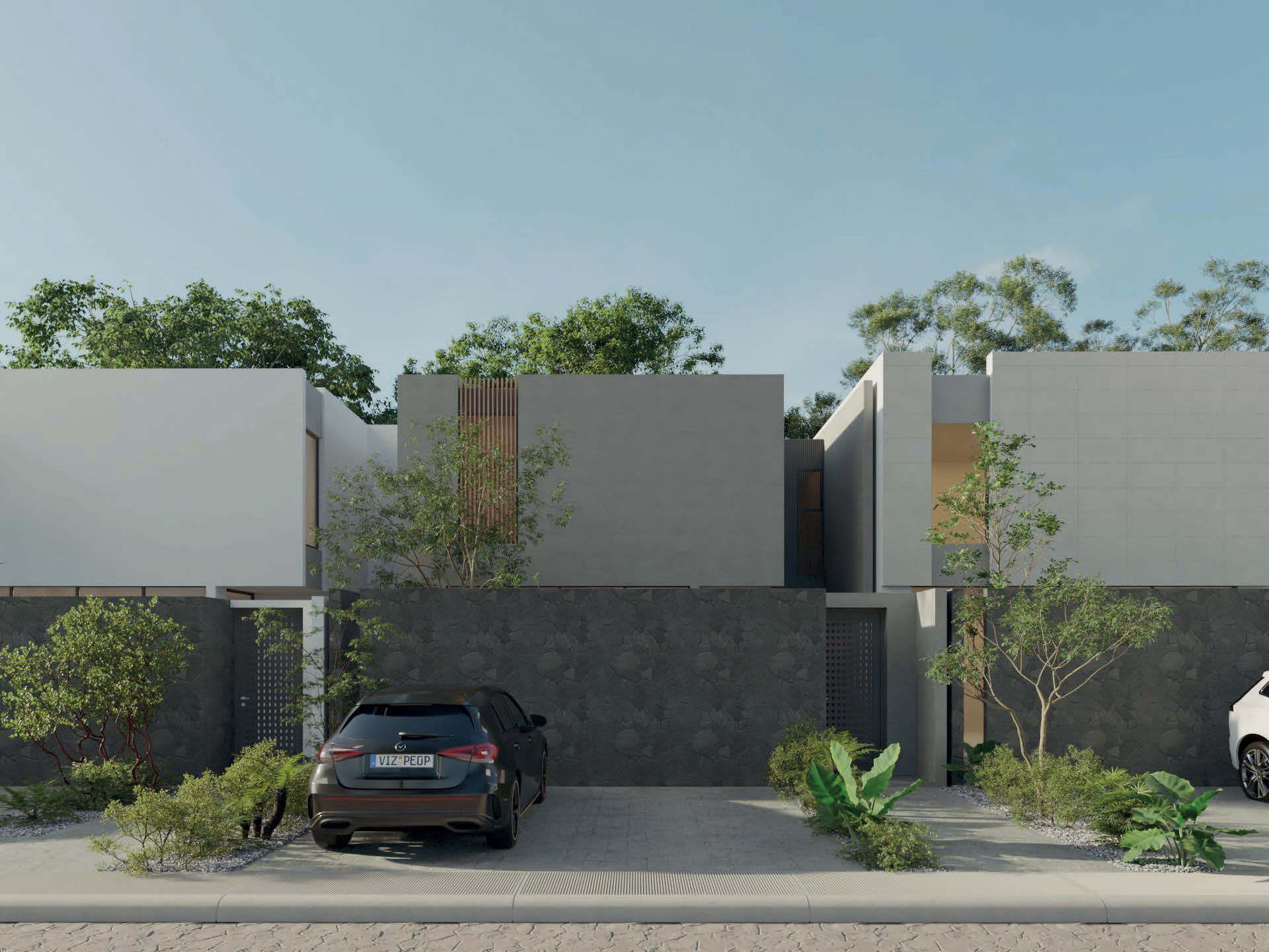 Render de la fachada del prototipo B