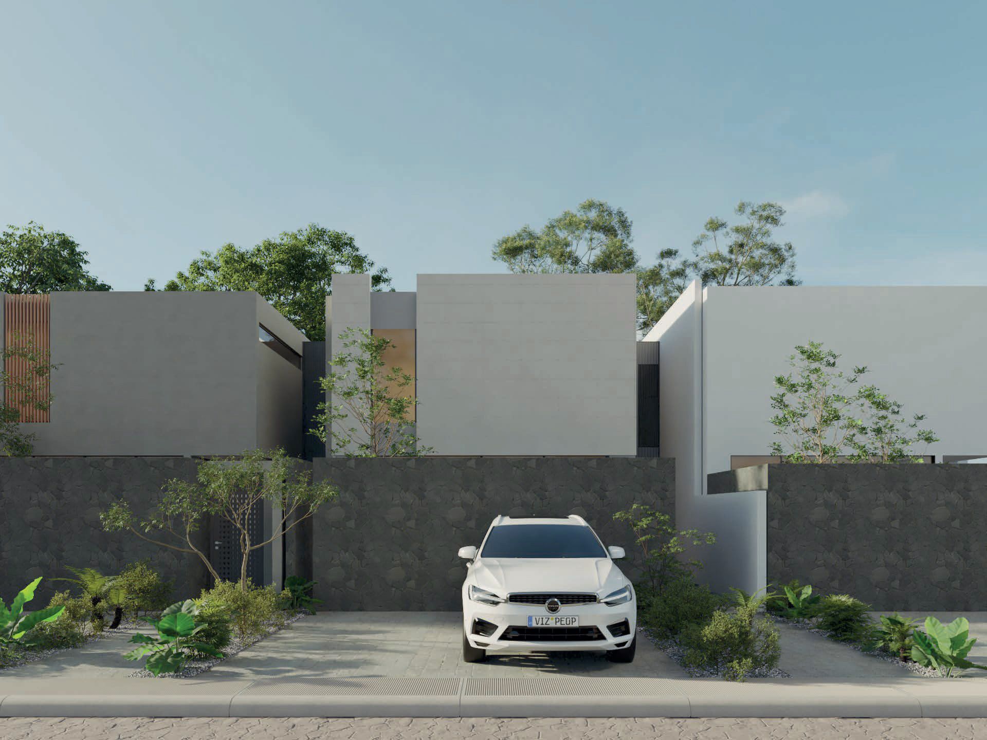 Render de la fachada del prototipo C